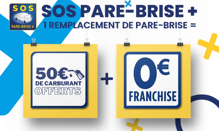 Remplacement du pare-brise + 50 € de carburant avec SOS PARE-BRISE +