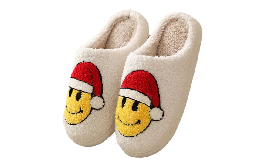 Image 17: Smiley Face Plush Slippers