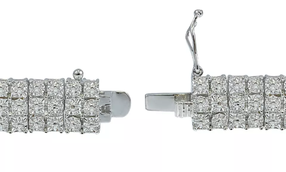 1 CTTW White Diamond Miracle-Set 3-Row Tennis Bracelet - Second Medium