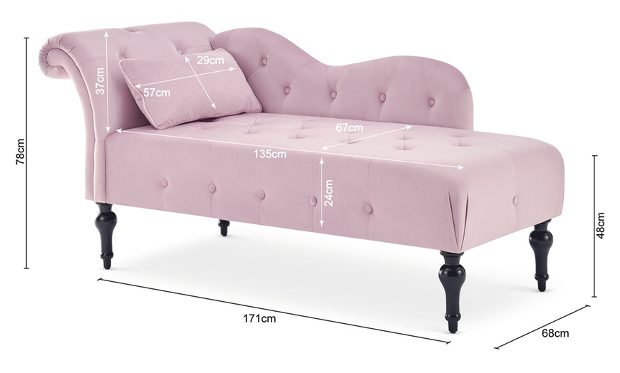 Image 25: Velvet Chaise Lounge Sofa 