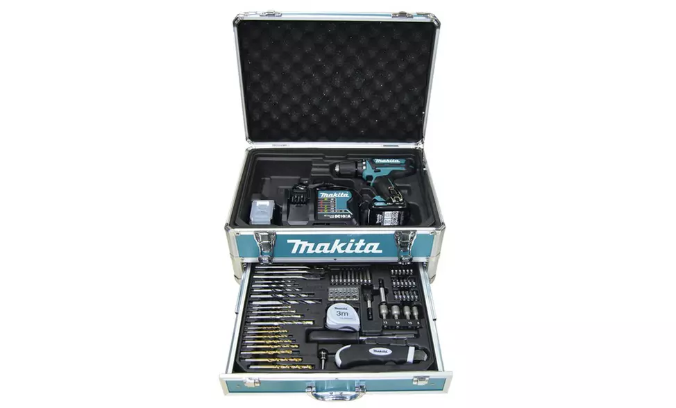 Coffret Makita perceuse visseuse DF331DSAX1 + Coffret 52 accessoires + 2 batteries et chargeur, garantie 2 ans - Second Medium
