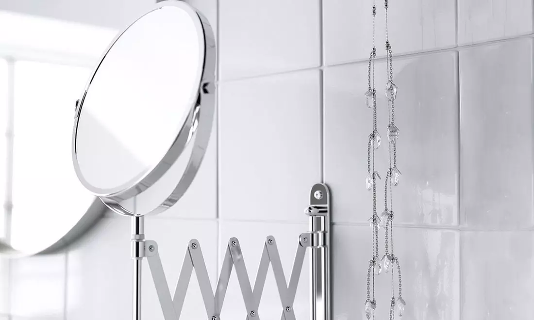 Chrome-Plated Wall-Mounted Extendable Mirror - Primary Image