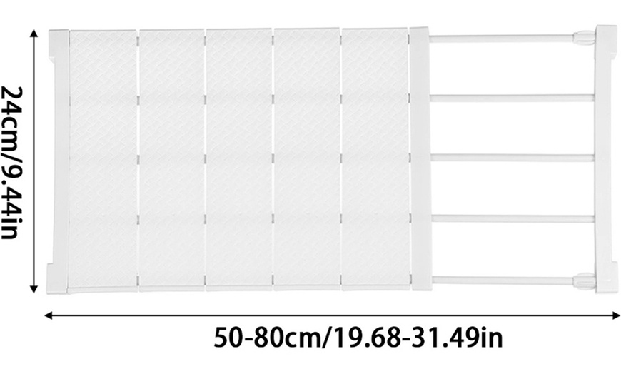 Image 7: Expandable Closet with Tension Shelf Rods and Storage Layer Dividers