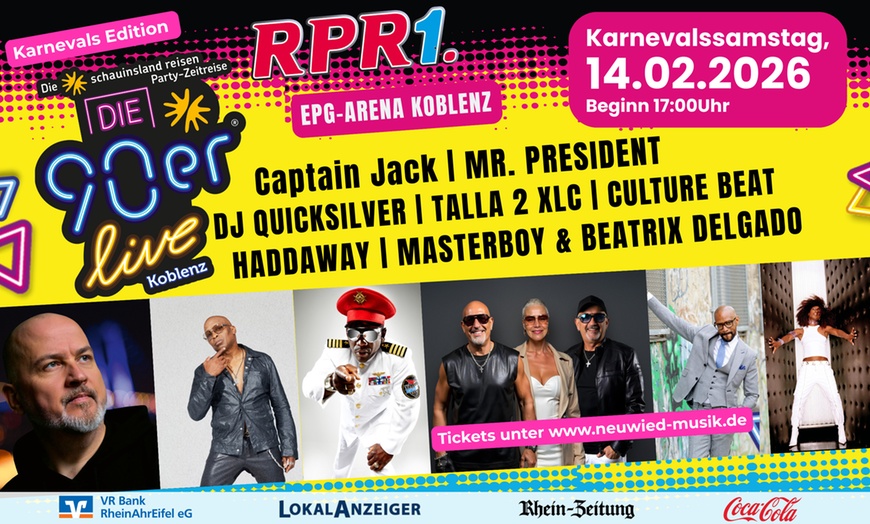 Image 1: Freie-Platzwahl-Ticket für „Die 90er Live - Karneval Edition“ 14.02.26