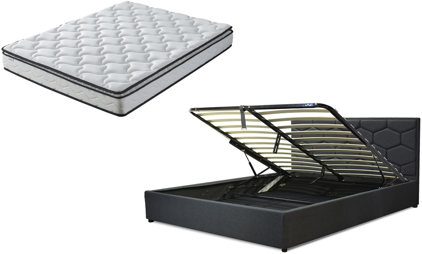 Image 6: Lit coffre Manhattan tissu, matelas en option. Sampur