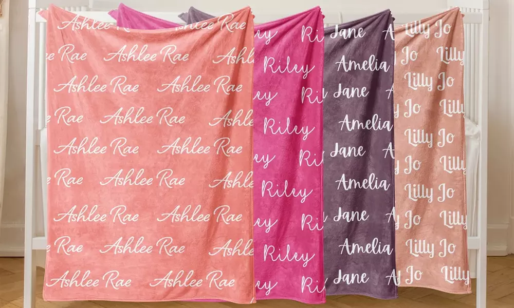 1 of 2 gepersonaliseerde dekentjes van 80 x 120 cm