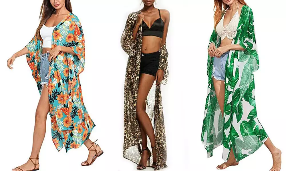 Leo Rosi Women's Long Kimono Cardigan. Plus Sizes Available. - Primary Image