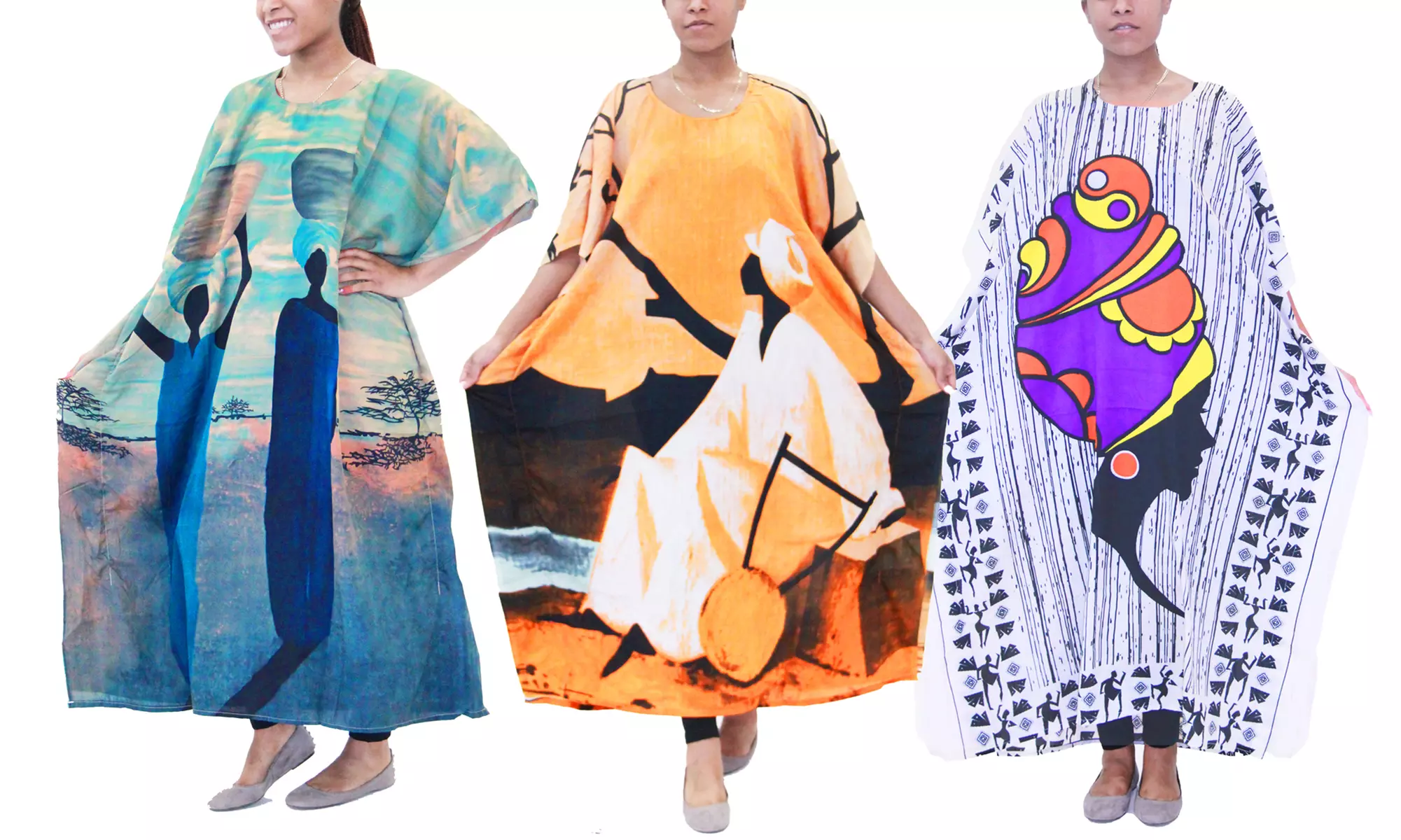 Women's Caftan Long Maxi Dress. One Size Fits Most. - Primary Image