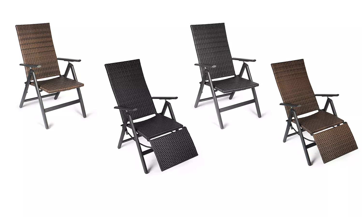 Fauteuil de jardin pliant en aluminium et polyrotin avec ou sans repose-pied - Primary Image