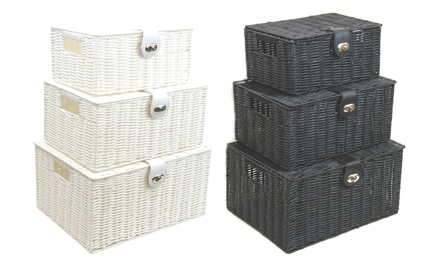 Image 1: Woven Storage Box with Lid