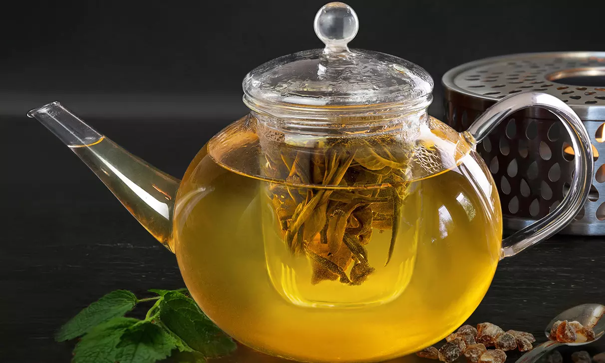 Glazen theepot met theefilter van het merk Creano