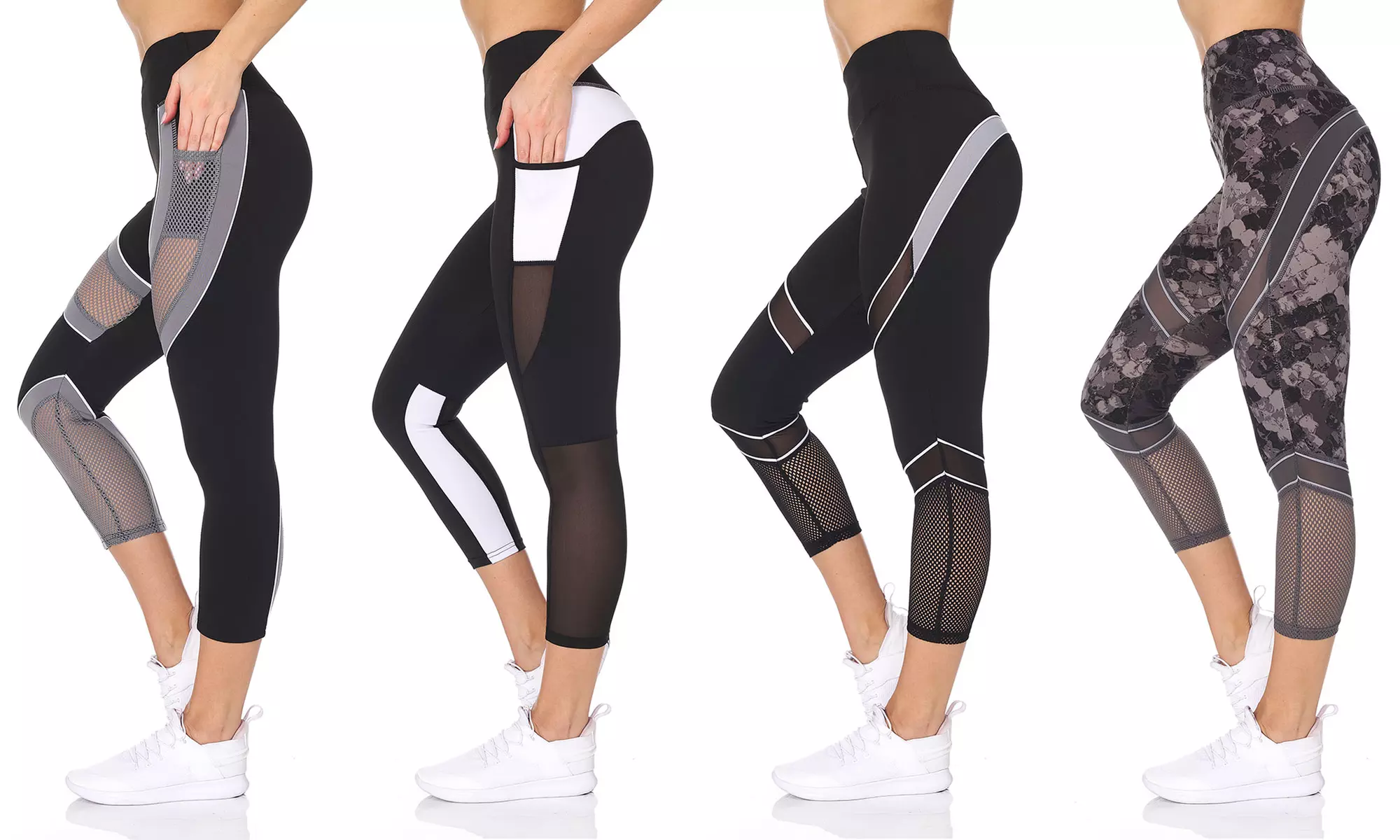 Women's High-Waist Workout Leggings. Plus Sizes Available. (4-Pack) - Primary Image