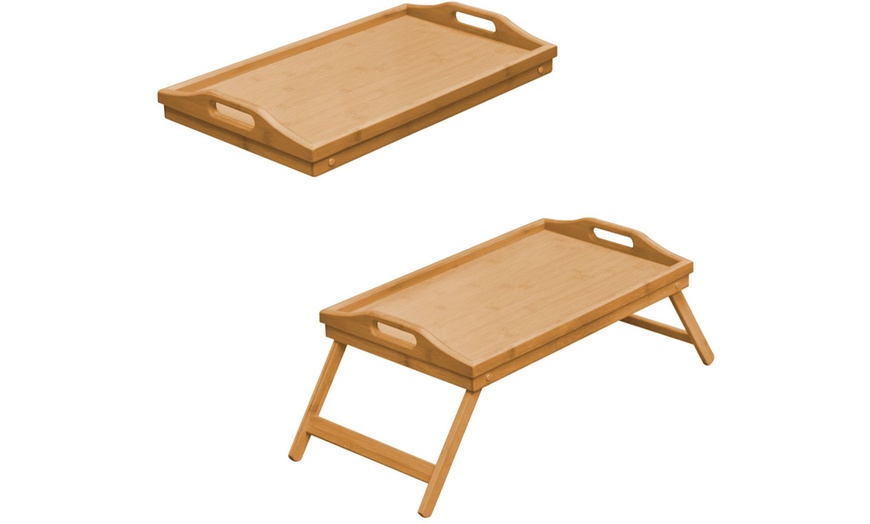 Image 5: Bamboo Tray with Folding Legs