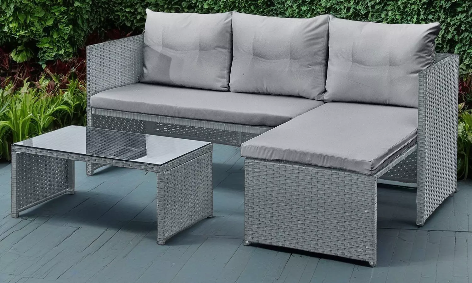Florence 3-Seater L-Shaped Garden Corner Sofa Set with Table