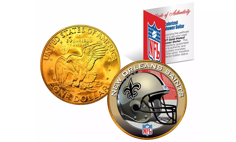 NFL Team Helmet Logo 24K Gold Plated Eisenhower "IKE" Dollar US Coin