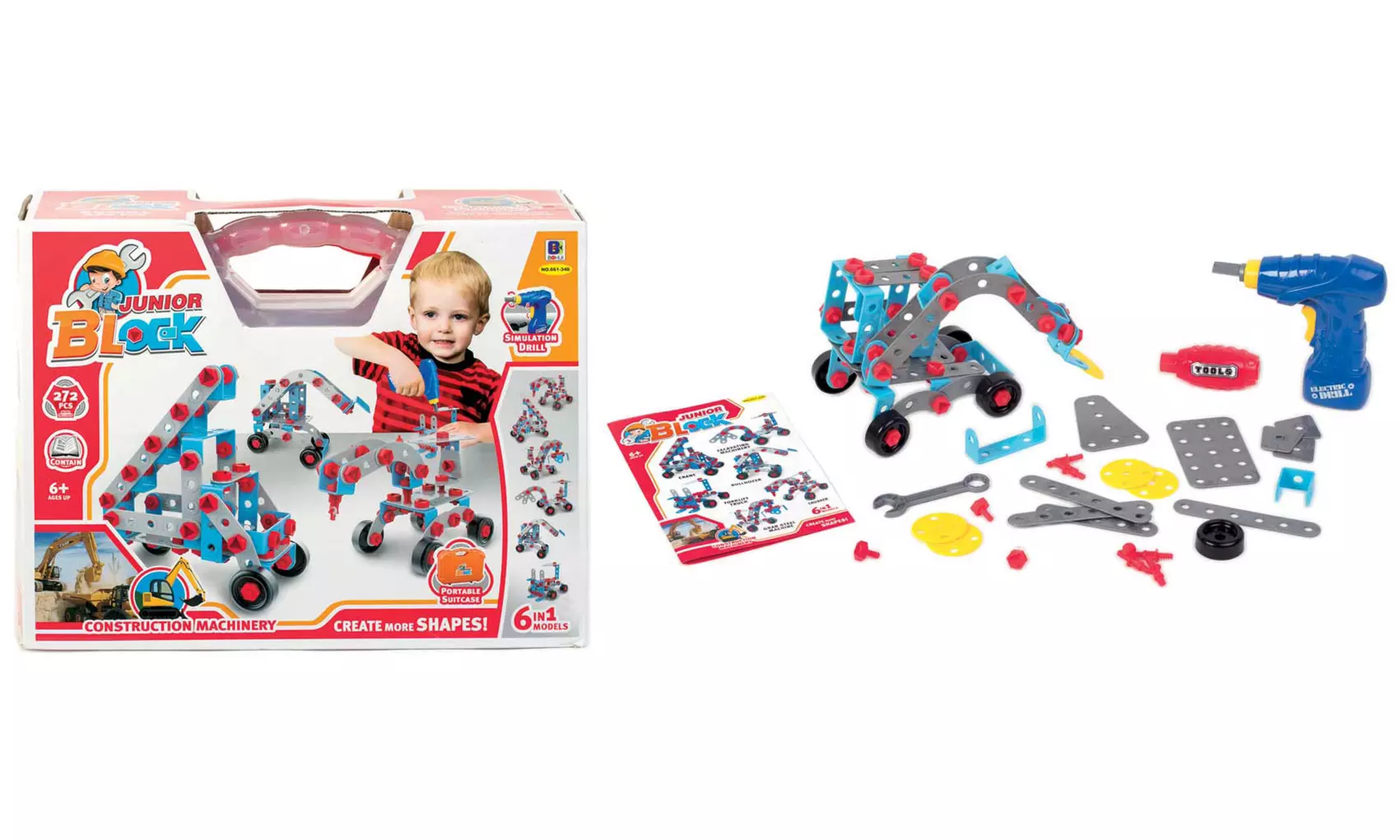 Coffret de construction 272 pièces avec visseuse électrique pour enfant - Primary Image