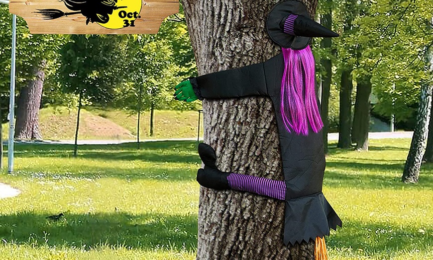 Image 8: Witch Ran into Tree Halloween Decor