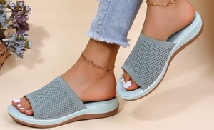 Women's Casual Mesh Knit Woven Upper Soft Flat Sandals