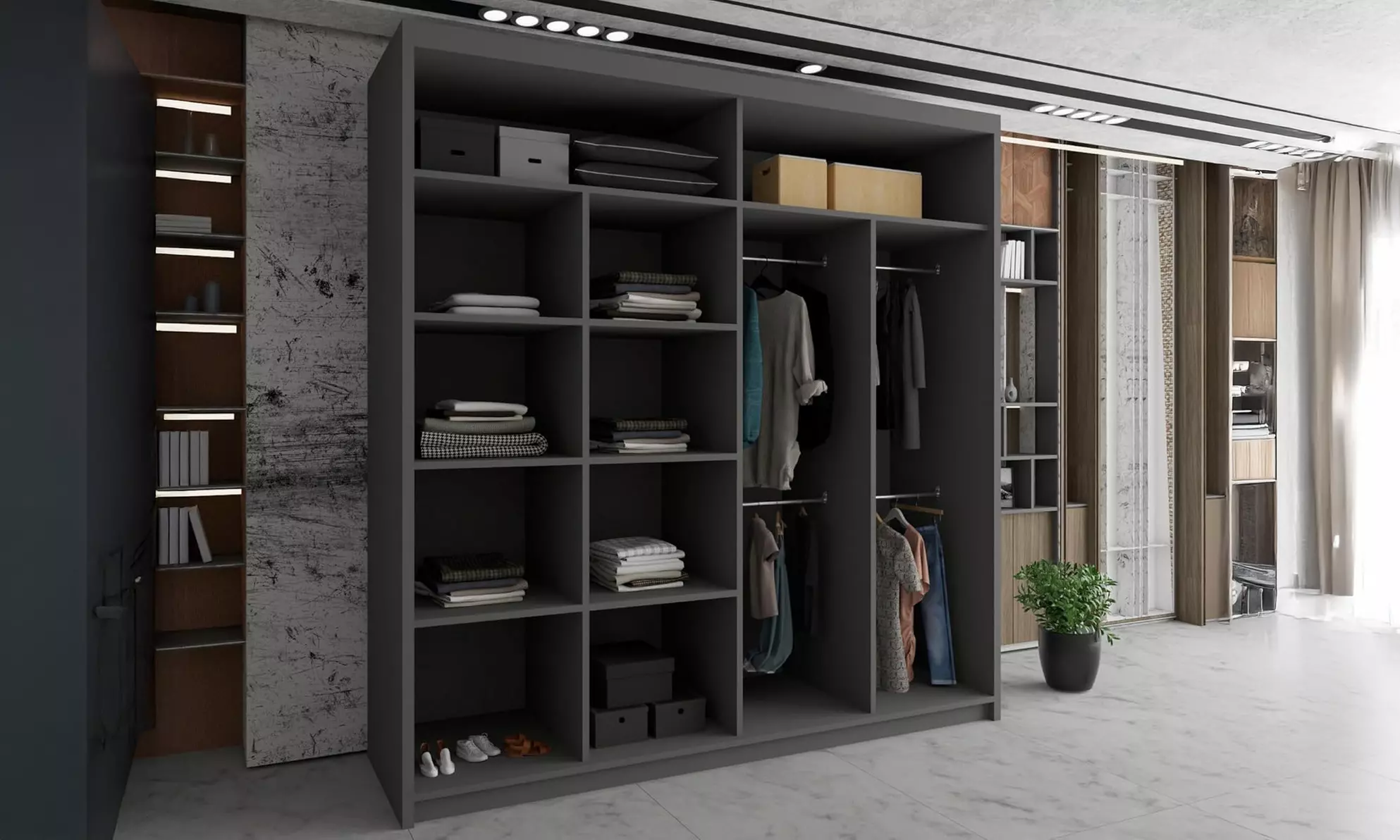 Roni Sliding Mirror Door Wardrobe