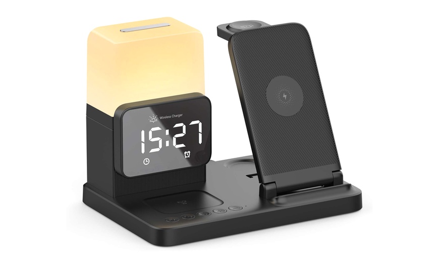 Image 5: TODO Wireless Phone Charger Alarm Clock LED Lamp 15W Fast Charge