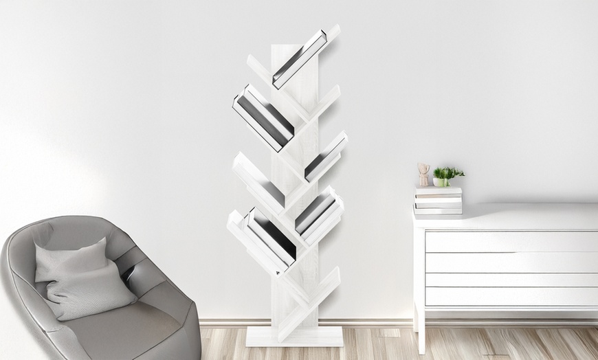 Image 17: Bibliothèque arborescente en bois avec 9 tablettes
