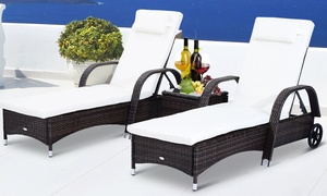 Outsunny Set of 2 Sun Loungers And 1 Table