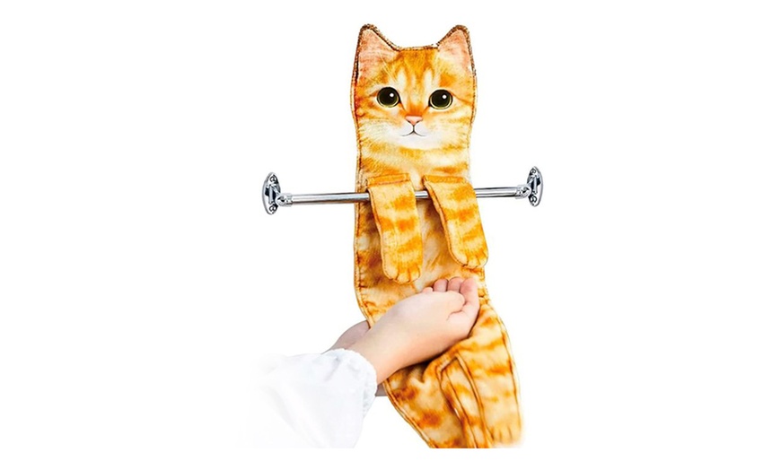 Image 3: Cat Funny Hanging Hand Towels 