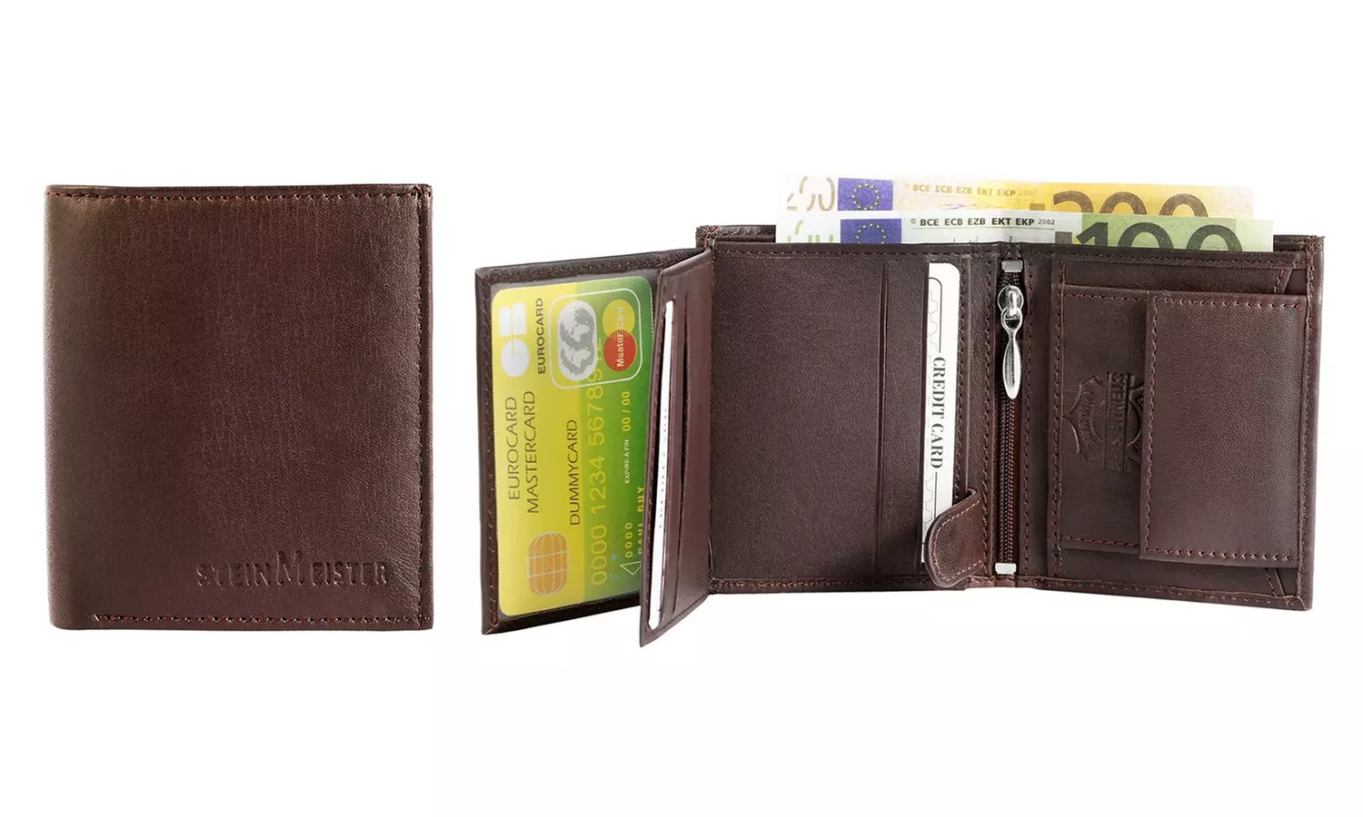 1x, 2x, oder 3x Herren- oder Unisex-Geldbörse aus Leder