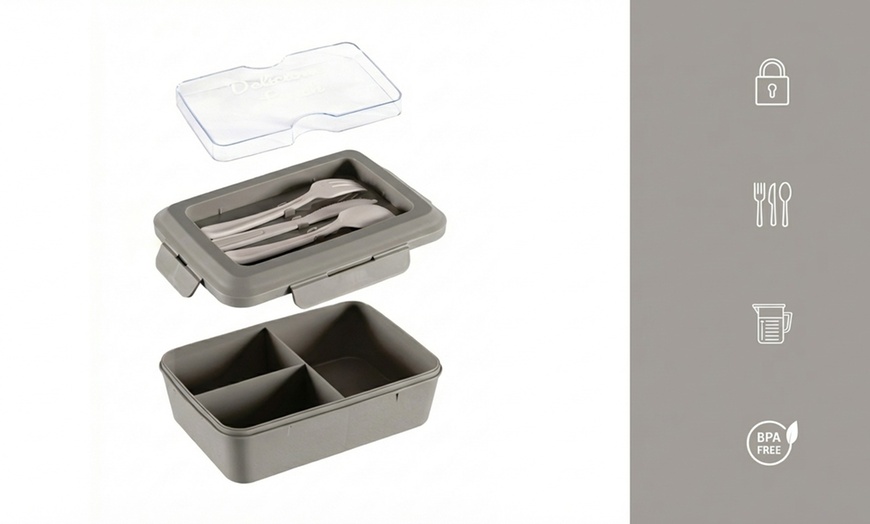 Image 15: Ensemble de 2 boîtes à lunch avec 3 compartiments et couverts