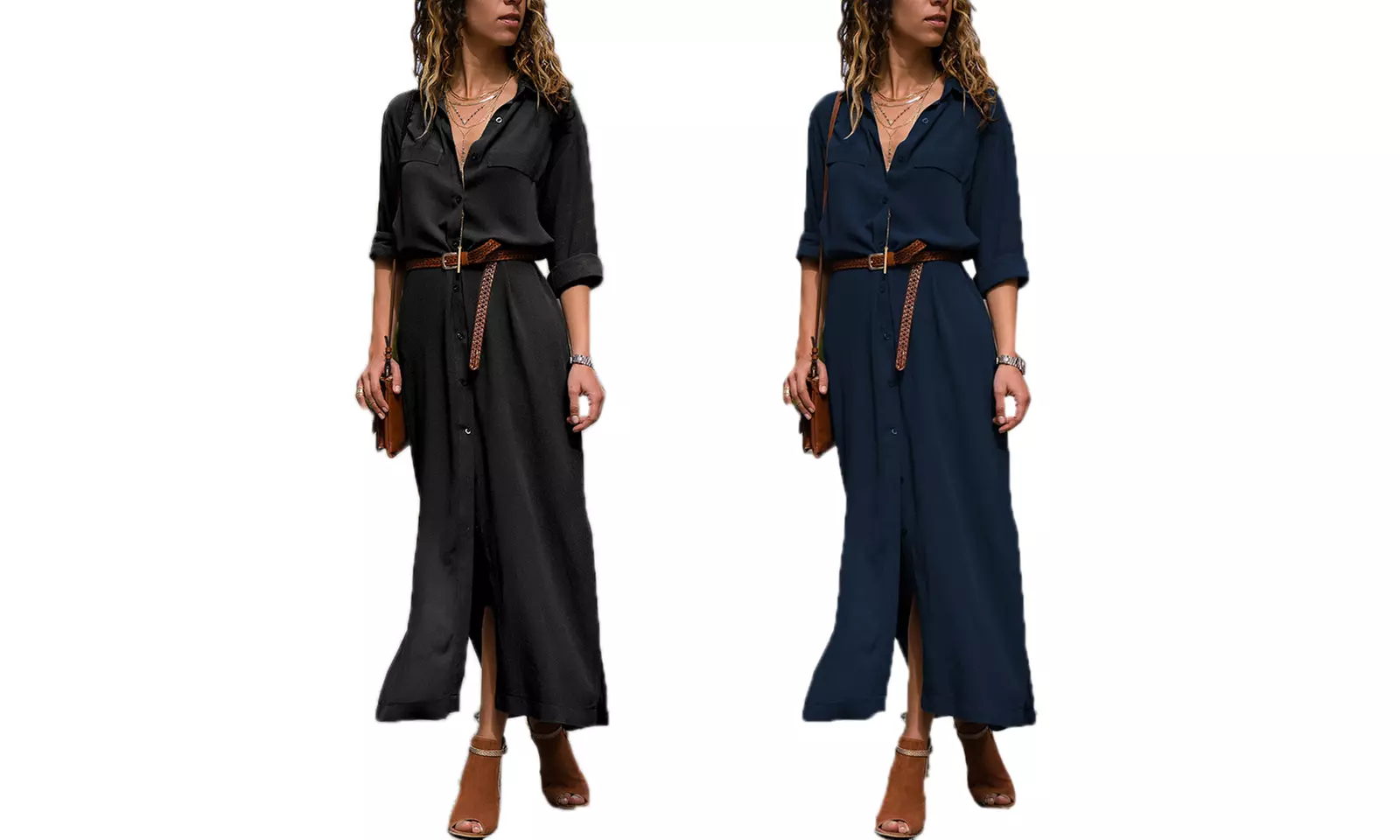 1 ou 2 robes chemise longues avec fausses poches de Fabshopper pour femme - Image 7