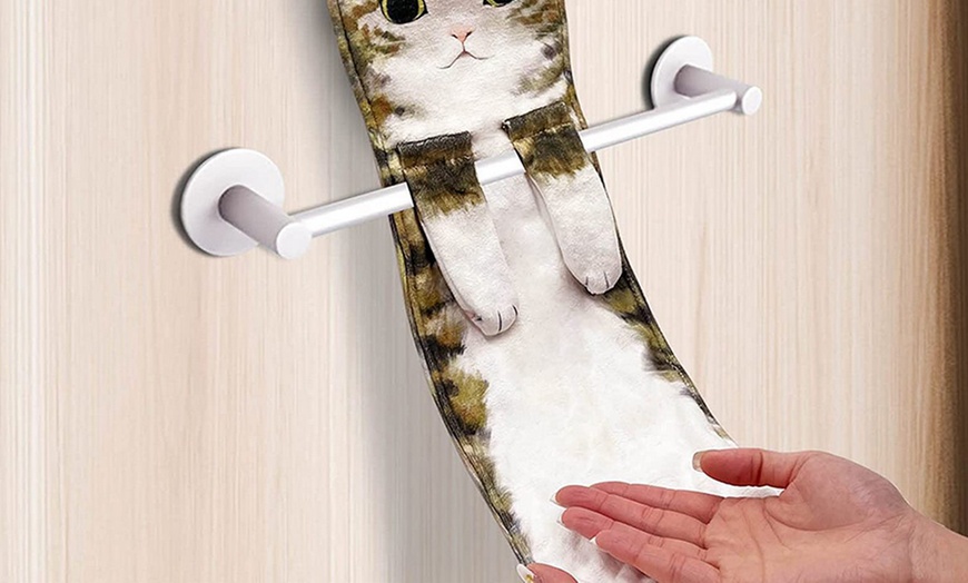 Image 12: Cat Funny Hanging Hand Towels 