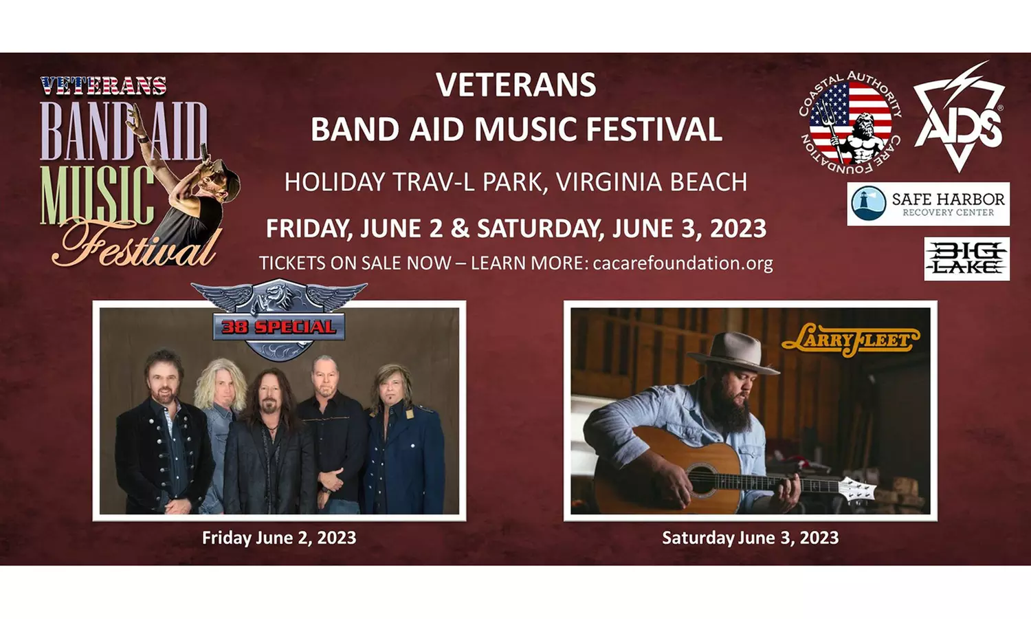 Friday, Saturday or Two-Day General Admission Ticket to Veteran's Band Aid Music Festival with 38 Special and Larry Fleet LIVE(Up to 31% Off) - Primary Image
