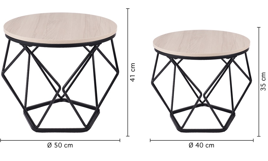 Image 10: Lot de 2 tables basses rondes