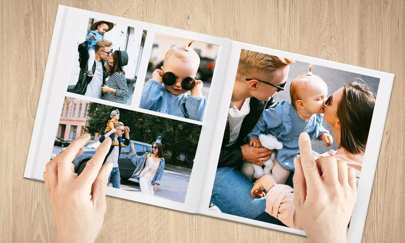 Quadratisches Hardcover-Fotoalbum 30 x 30 cm mit bis zu 144 Seiten