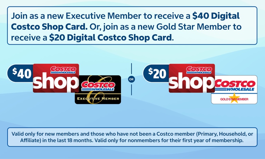 Image 2: Costco 1-Year Membership + $20 or $40 Costco Shop Card