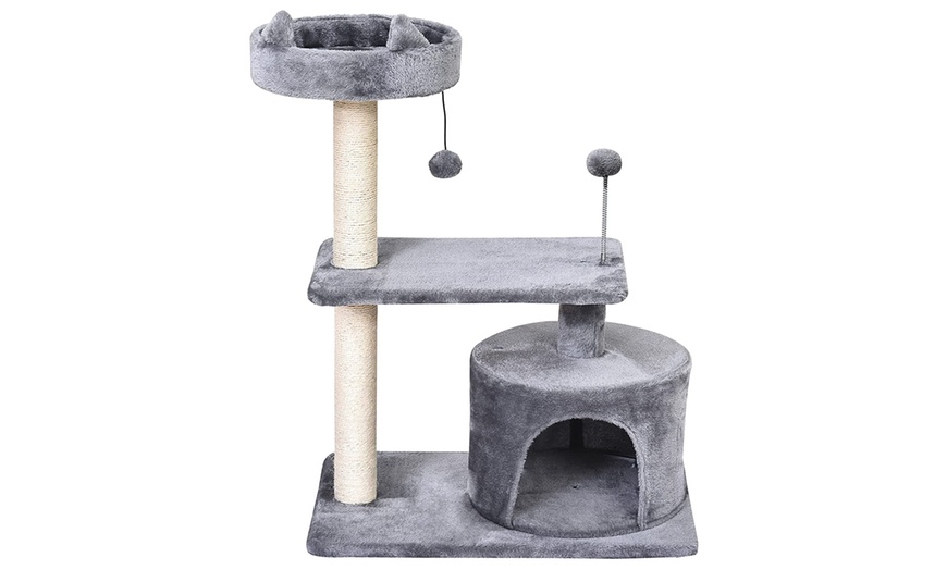 Image 2: Pawhut Three-Tiered Cat Tree