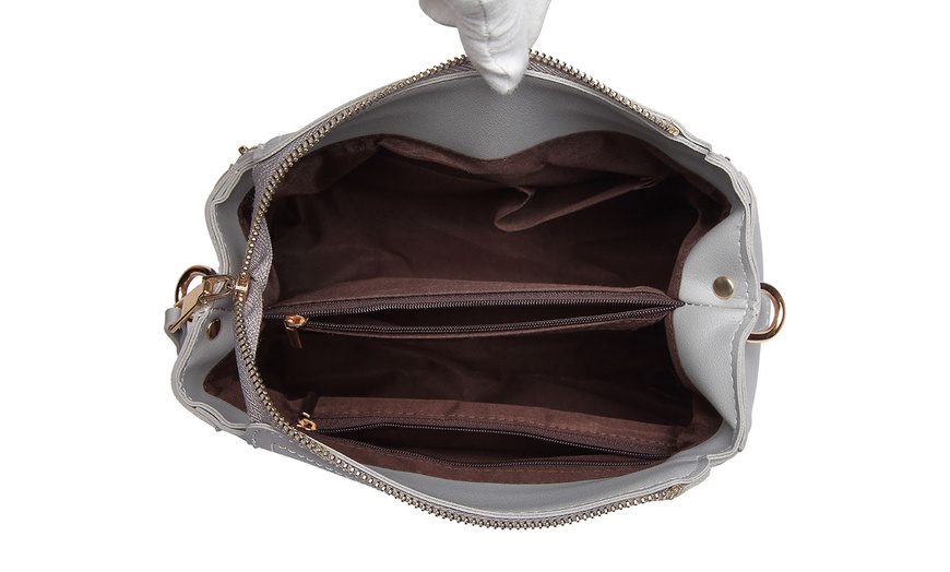 Image 11: Leather Look Practical Large Capacity Crossbody Bag