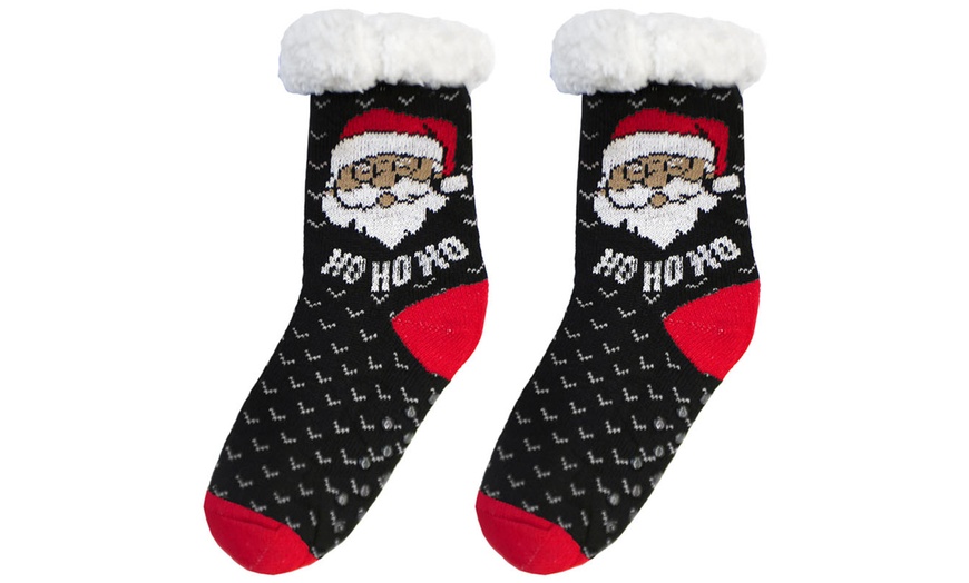 Image 25: Warm Winter Lined Christmas Slipper Socks