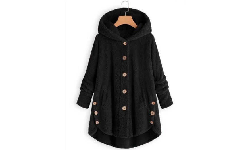 Image 6: Oversized Fluffy Hooded Coat