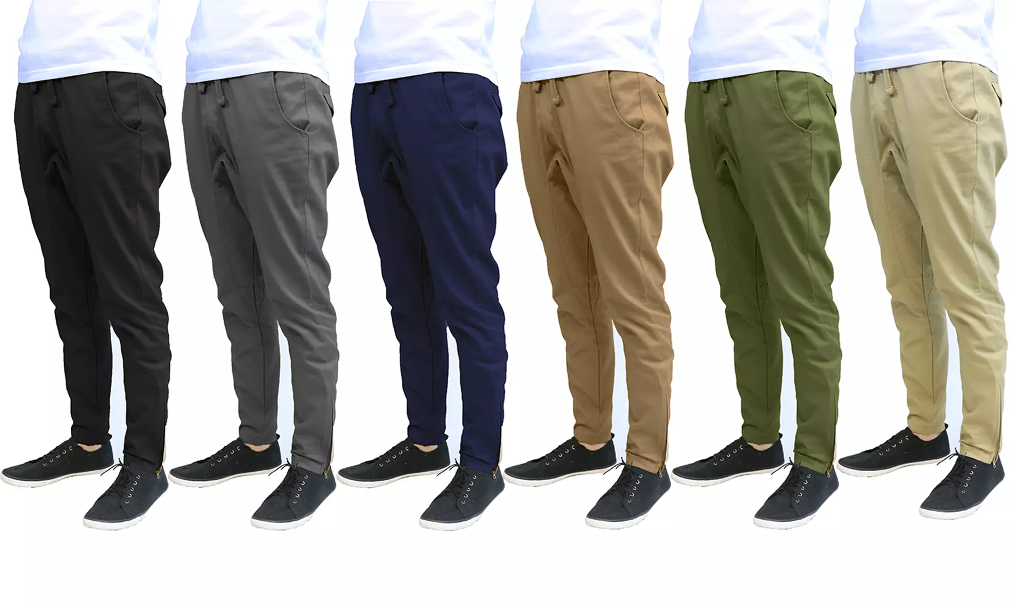 Men's Slim-Fit Cotton Twill Joggers with Zipper Bottom (2-Pack) - Primary Image