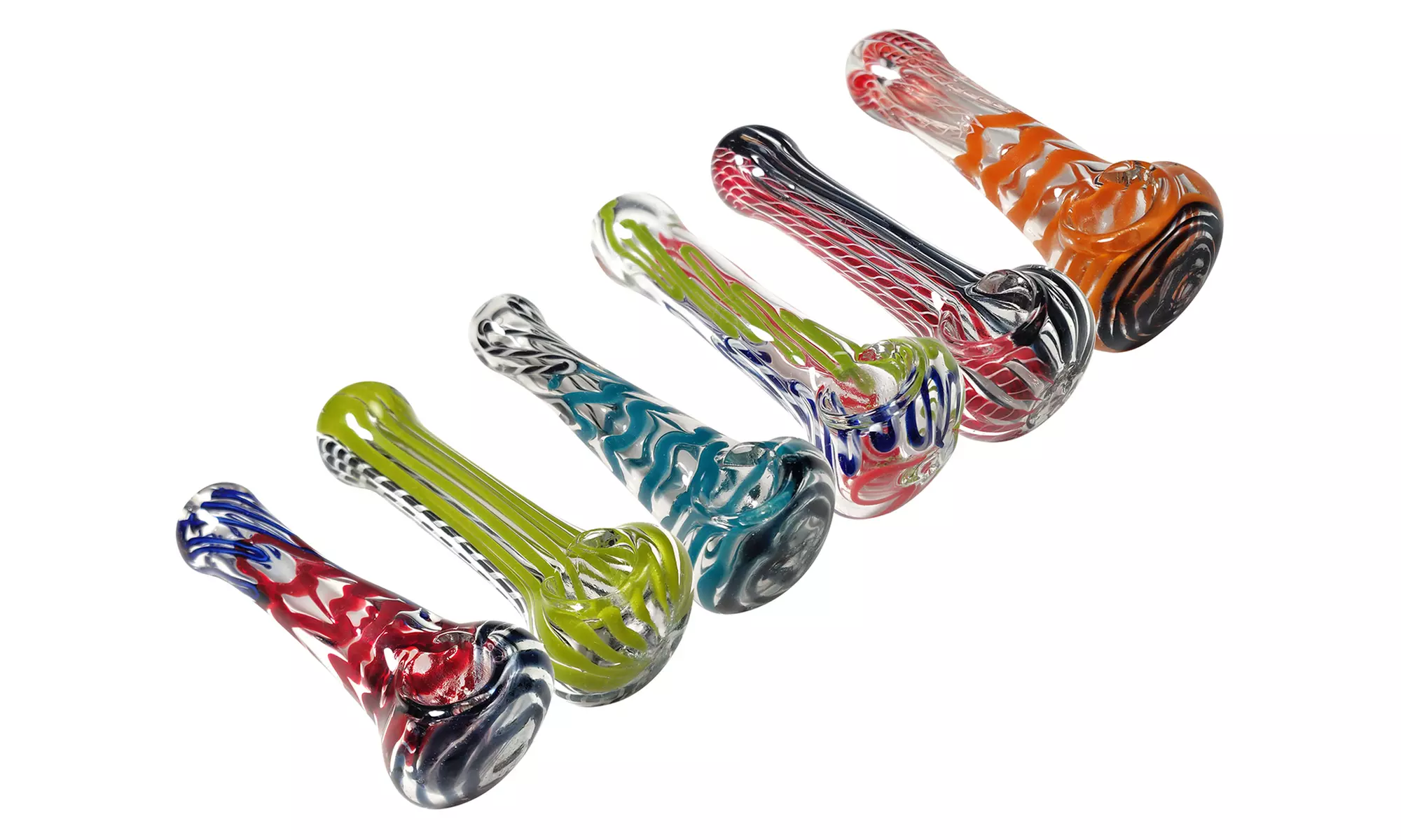 4'' Multi-Colored Glass Spoon Tobacco Handpipe with Grinder