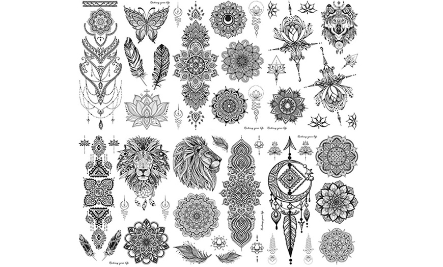 Image 5: Set of Six Sheets of Black Temporary Tattoos for Adults