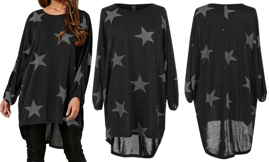 Image 2: Oversized Star Print Hi-Lo Top