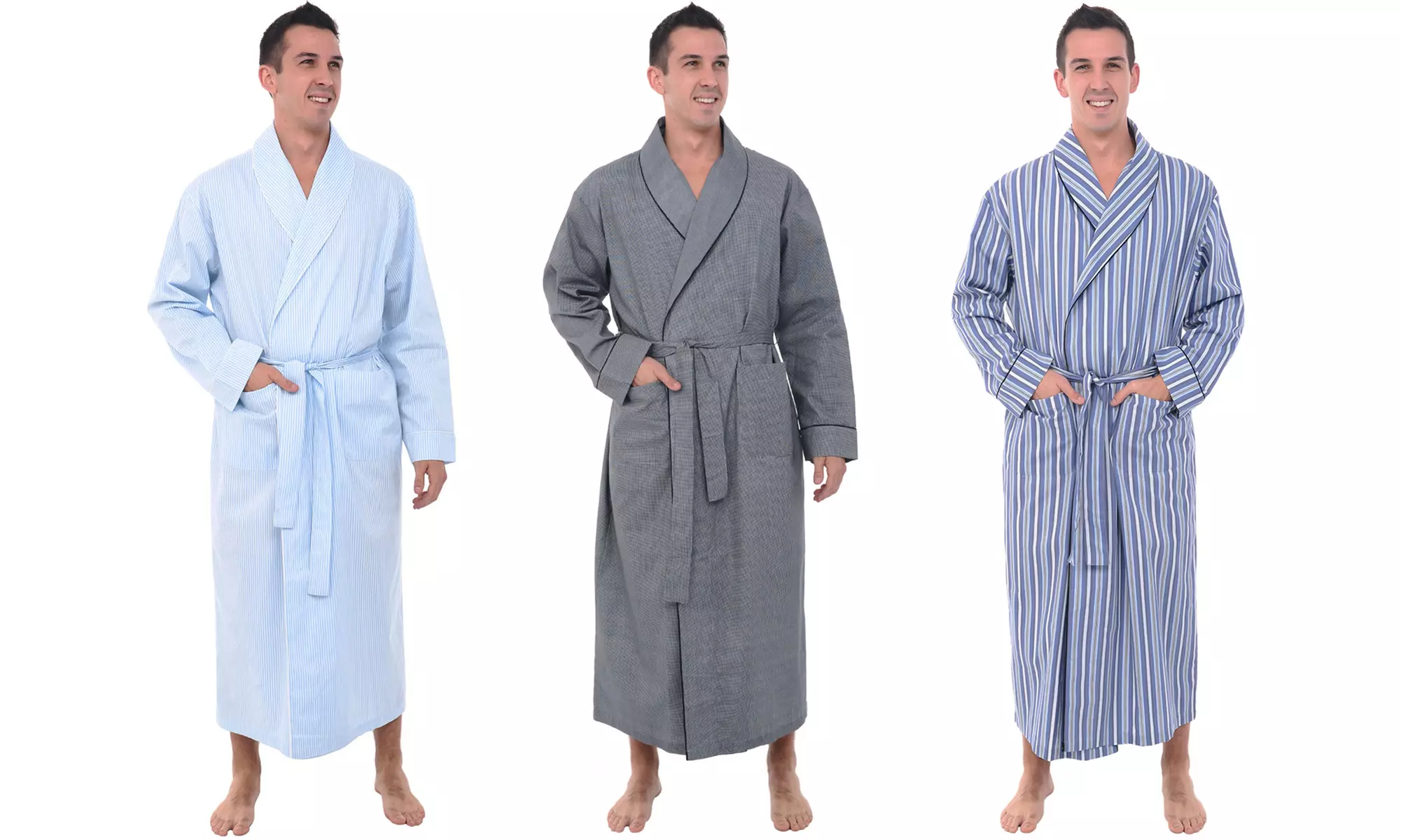 Alexander del Rossa Men's Lightweight Cotton Robe - Primary Image