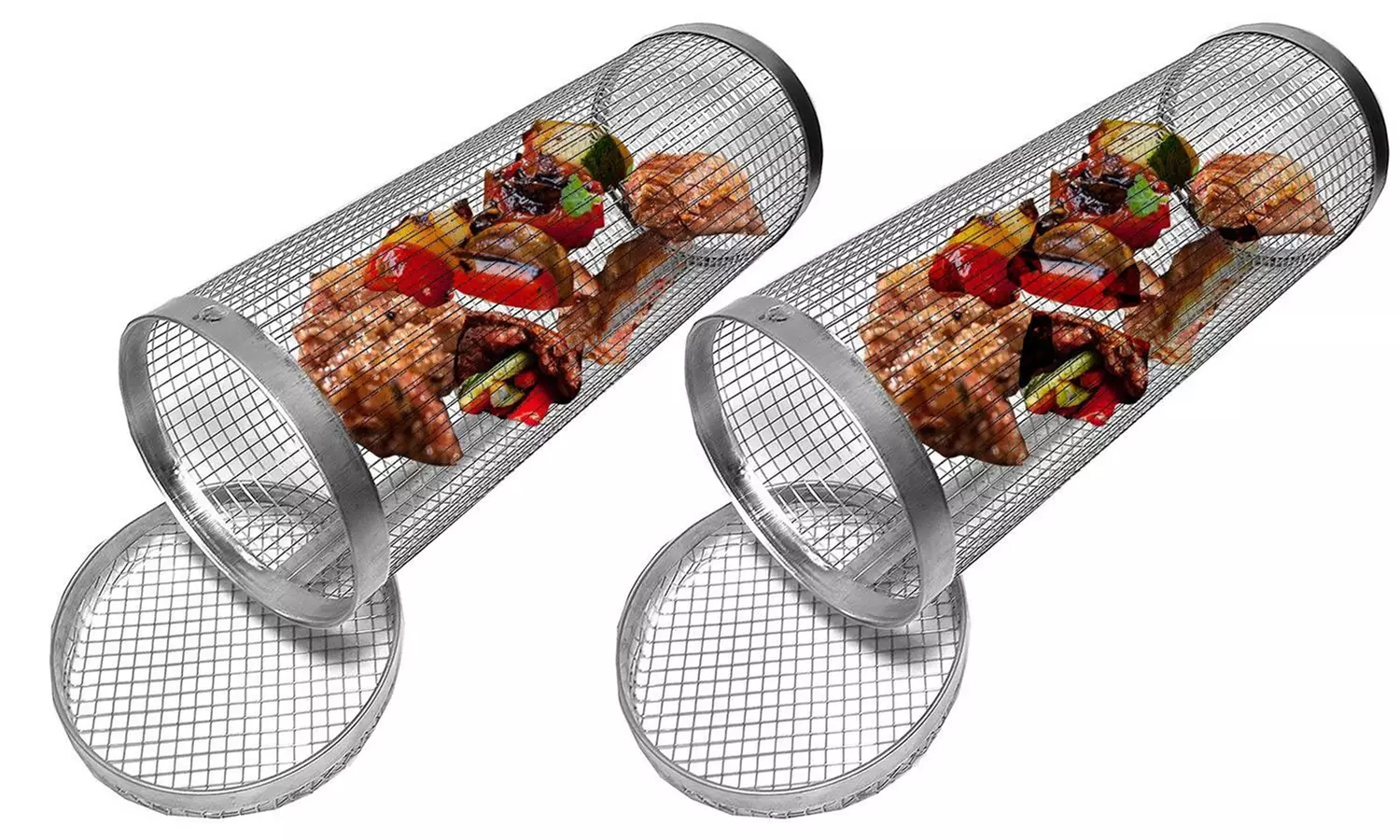 iMounTEK Two-Pack 360-Degree Rolling Stainless Steel Grill Basket