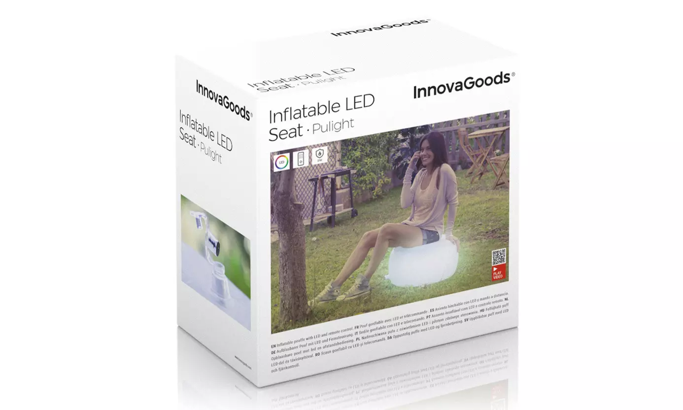 InnovaGoods aufblasbarer Sitzsack mit LED-Beleuchtung