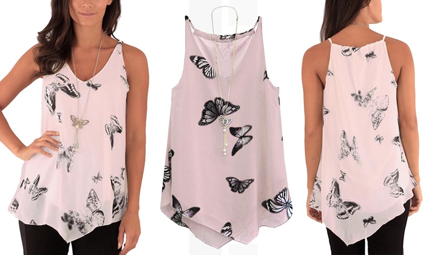 Image 2: Butterfly Print Chiffon Top