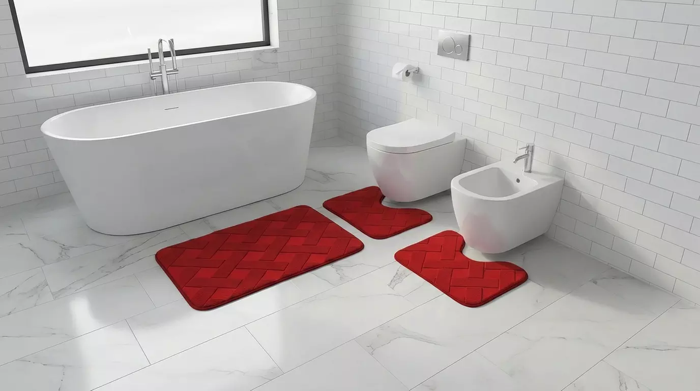 Set di 3 tappeti bagno memory antiscivolo