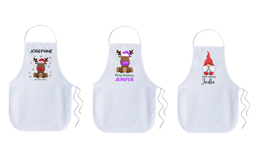 Image 2: Personalized Kids Christmas Aprons for Holiday Fun!