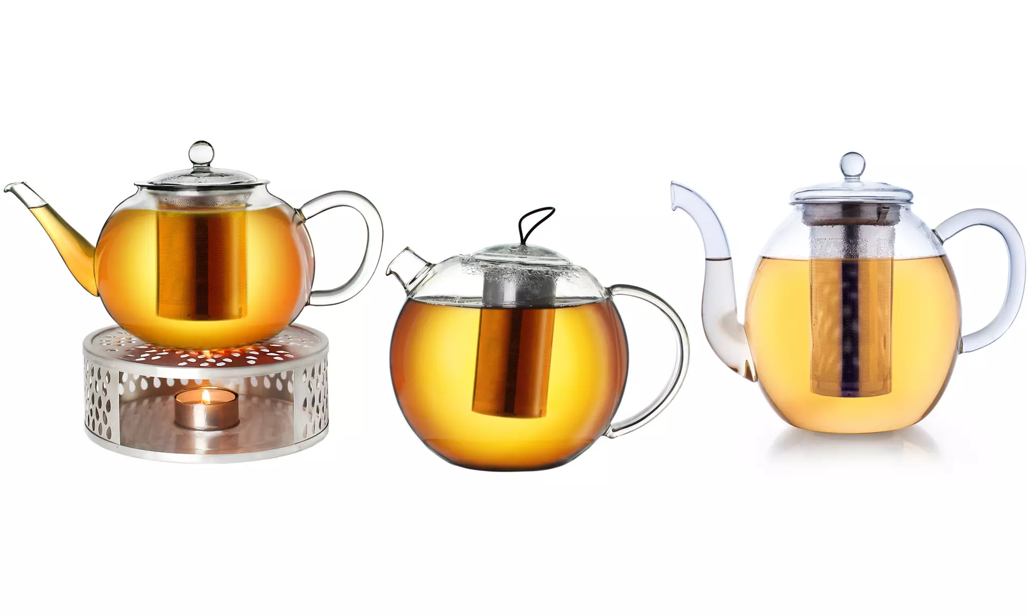 Théière en verre Creano, chauffe-théière en acier inoxydable en option, modèle et capacité au choix - Primary Image
